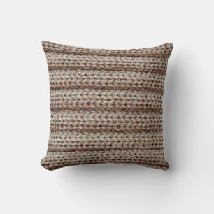 the texture of the plain knitted fabric , brown cushion