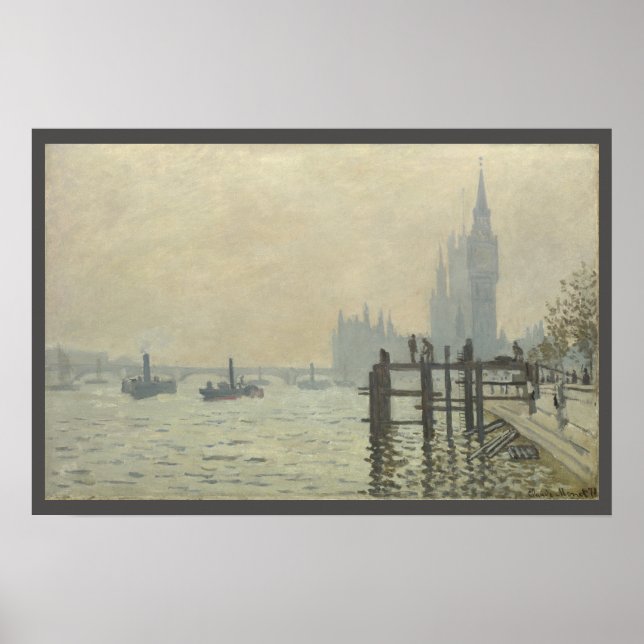 The Thames Below Westminster by Claude Monet Poster (Front)