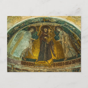 The Theotokos and Christ Child with Angels Icon Postcard