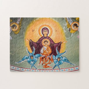 The Theotokos and Christ Child with Cherubims Icon Jigsaw Puzzle