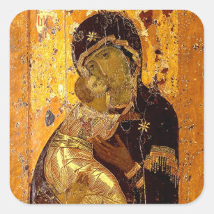 The Theotokos of Vladimir Orthodox Christian Icon Square Sticker