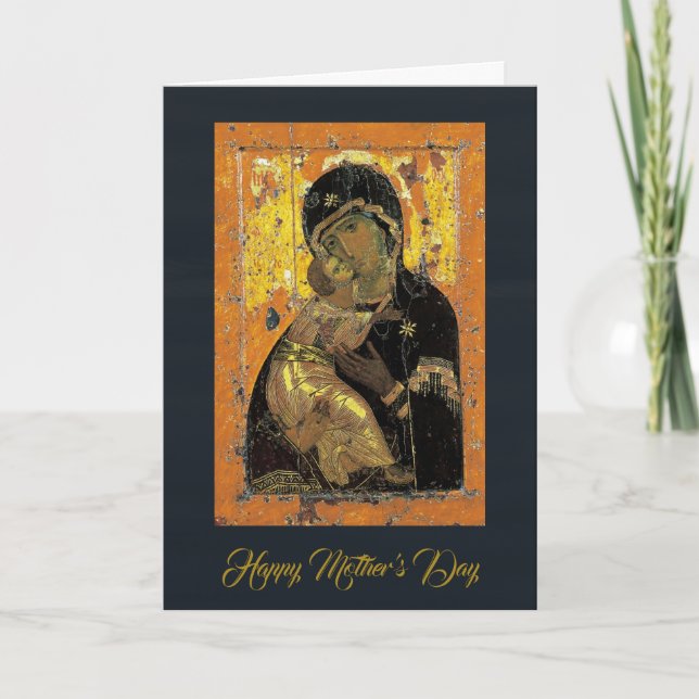 The Theotokos of Vladimir Orthodox Mother's Day    Card (Front)