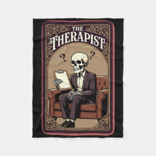 The Therapist Tarot Card Funny Skeleton Psychology Fleece Blanket