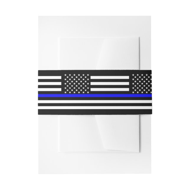 The Thin Blue Line American Flag Decor Invitation Belly Band (Front Example)
