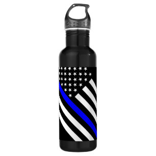 The Thin Blue Line Black and White US flag 710 Ml Water Bottle