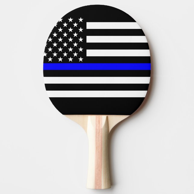 The Thin Blue Line Graphic Decor Display Ping Pong Paddle (Front)