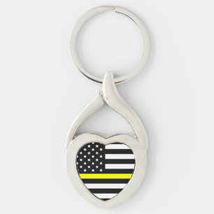 The Thin Gold Line Flag Key Ring