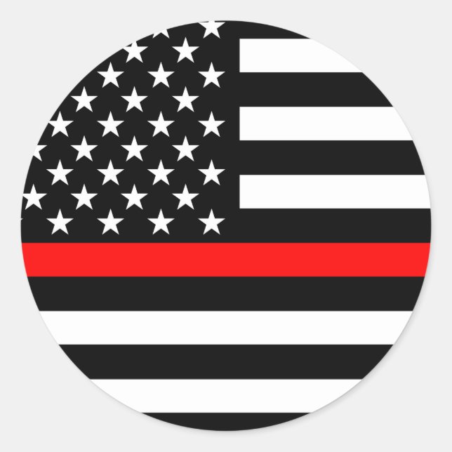 The Thin Red Line American Flag Decor Classic Round Sticker (Front)