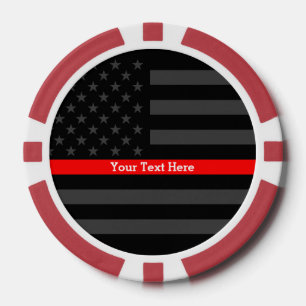 The Thin Red Line Personalised Black US Flag Poker Chips