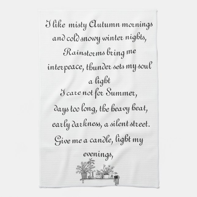 The things I like Tea Towel (Vertical)
