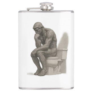 The Thinker on the Throne – Classical Charcoal Sty Hip Flask
