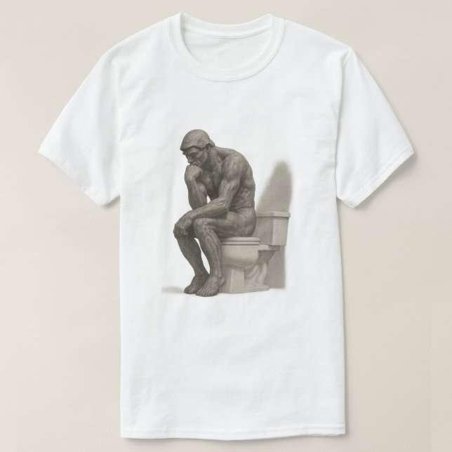 The Thinker on the Throne – Classical Charcoal Sty T-Shirt (Design Front)