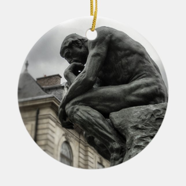 The Thinker Rodin Paris Sculpture Ceramic Tree Decoration (Front)