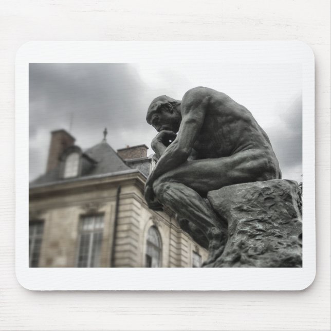 The Thinker Rodin Paris Sculpture Mouse Pad (Front)