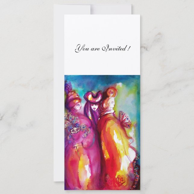 THE THIRD MASK purple red white champagne metallic Invitation (Front)