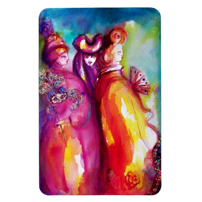 THE THIRD MASK / Venetian Carnival Masquerade Ball Magnet (Vertical)
