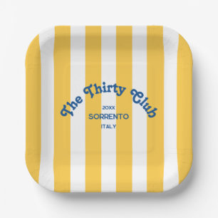 The Thirty Club Beach Cabana Stripe 30th Birthday Paper Plate
