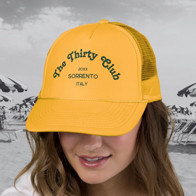 The Thirty Club Retro Blue Custom Crest Yellow Trucker Hat (Creator Uploaded)