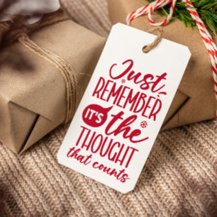 THE THOUGHT THAT COUNTS FUNNY CHRISTMAS RED GIFT TAGS