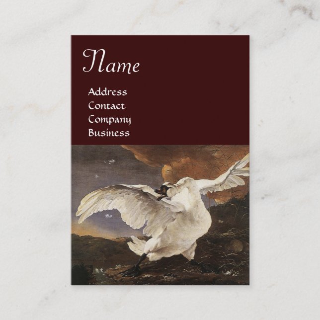 The Threatened Swan Monogram ,Brown Pearl Paper Business Card (Front)