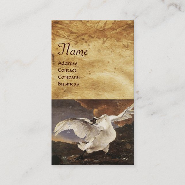 The Threatened Swan Monogram ,Purple Pearl Paper Business Card (Front)