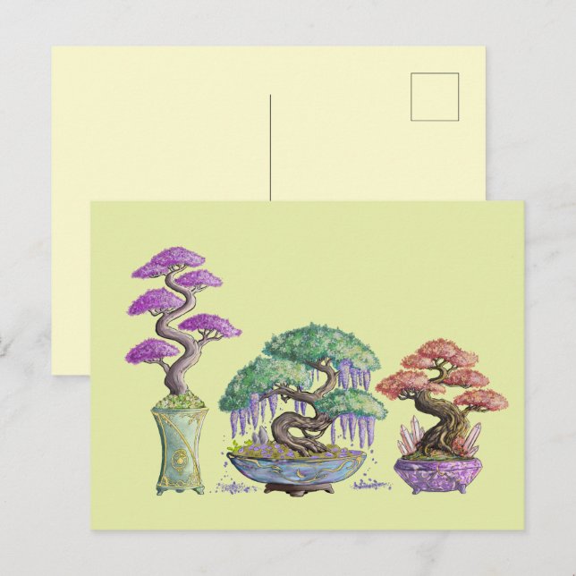 The three colored bonsai vases. postcard (Front/Back)