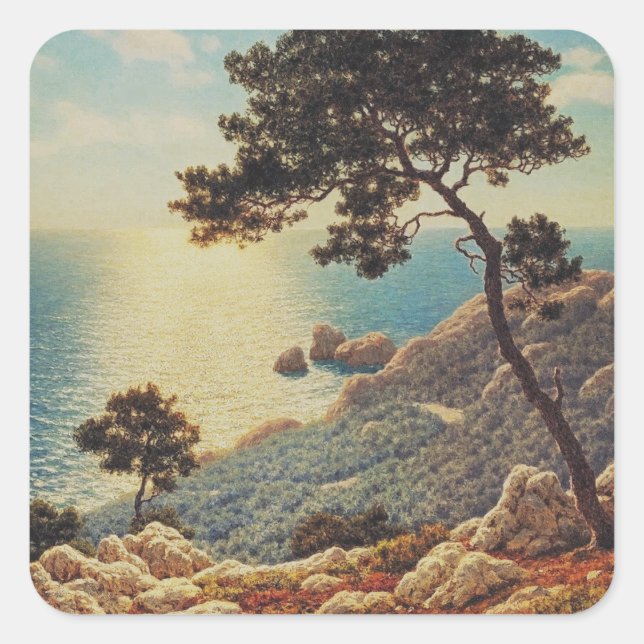 The three cornices of the French Riviera  Square Sticker (Front)