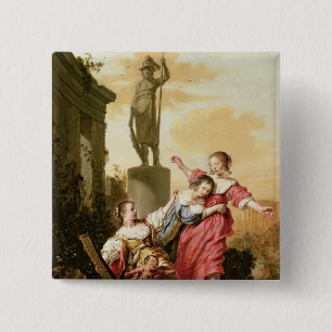 The Three Daughters of Cecrops 15 Cm Square Badge