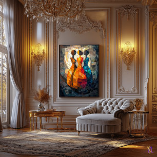 The Three Graces Stained Glass Mosaic Artwork Canvas Print