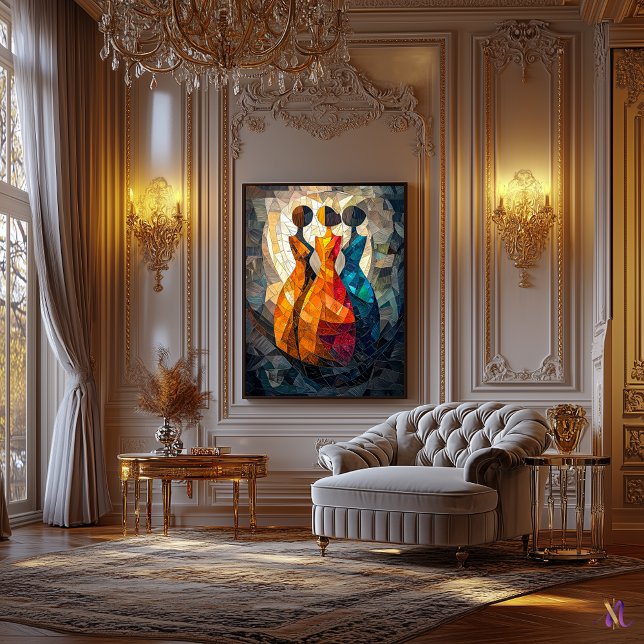 The Three Graces Stained Glass Mosaic Artwork Canvas Print (Creator Uploaded)