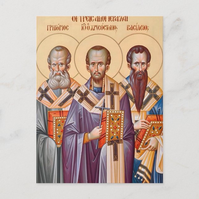 The Three Hierarchs Orthodox Christian Icon Postcard (Front)