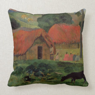 The Three Huts, Tahiti, 1891-92 (oil on canvas) Cushion
