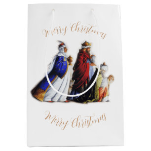 The Three Magi Bearing gifts & Christmas greeting Medium Gift Bag
