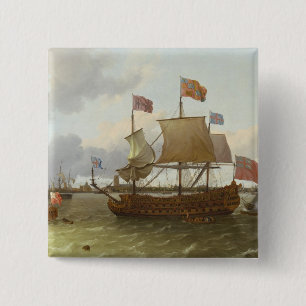 The Three-Master 'Britannia' in Rotterdam, 1698 15 Cm Square Badge