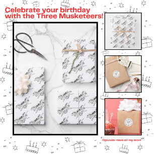 The Three Musketeers Birthday Party Wrapping Paper Sheet