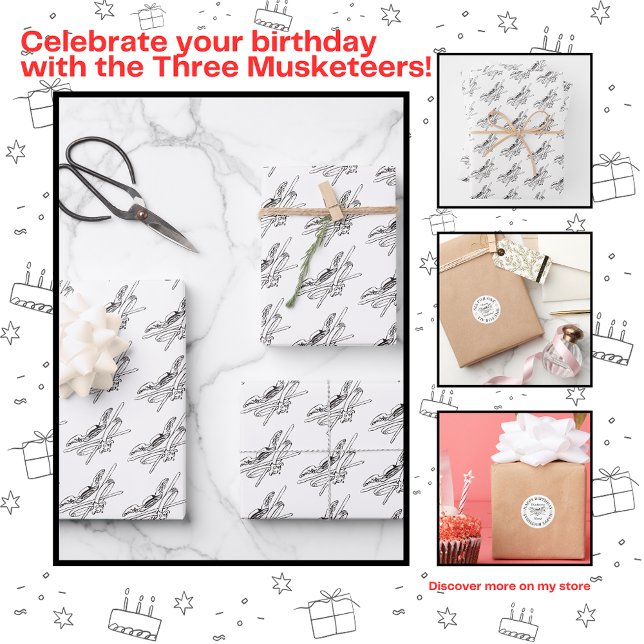 The Three Musketeers Birthday Party Wrapping Paper Sheet (Creator Uploaded)