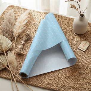 The Three Nails, Blue and White Cross Christian Wrapping Paper