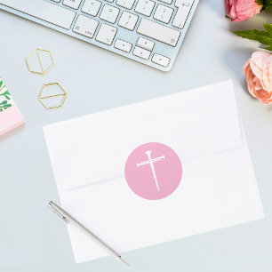 The Three Nails White Cross Christian Classic Round Sticker