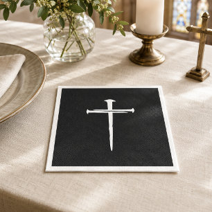 The Three Nails White Cross Christian Napkin