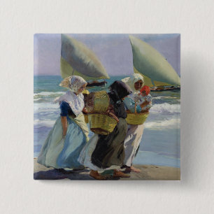 The Three Sails - Joaquin Sorolla 15 Cm Square Badge