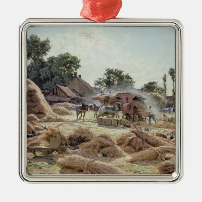 The Threshing Machine  1896 Metal Tree Decoration (Front)