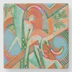 The Thundershower – Abstract Chaos in Bloom Stone Coaster