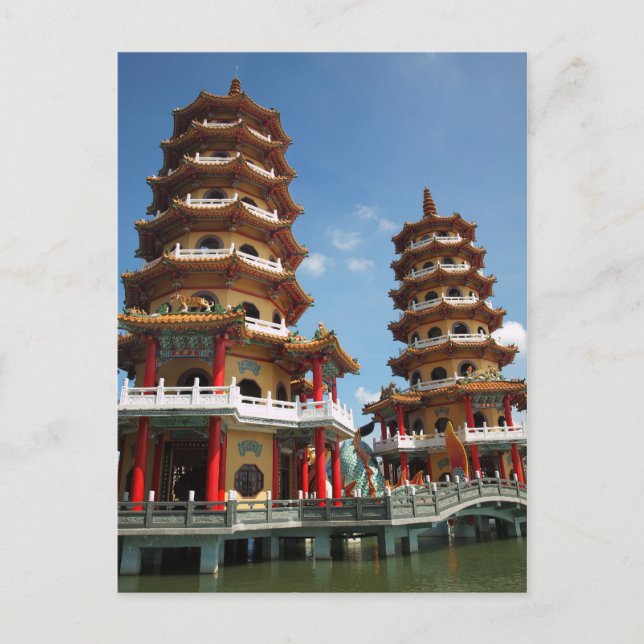 The Tiger and Dragon Pagodas in Kaohsiung Postcard (Front)