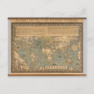 The "Time & Tide" Map of The Atlantic Charter Postcard