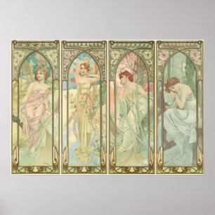 THE TIMES OF THE DAY - Mucha Poster