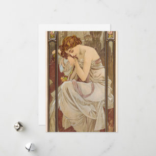 The Times of the Day, Night's Rest, 1899 by Mucha Holiday Card