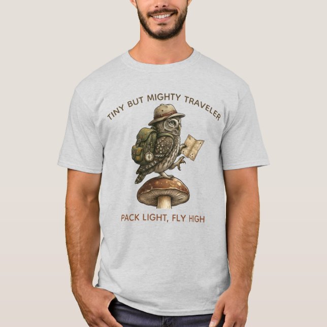 "The Tiny Globetrotter" - Pygmy Owl Explorer Tee (Front)