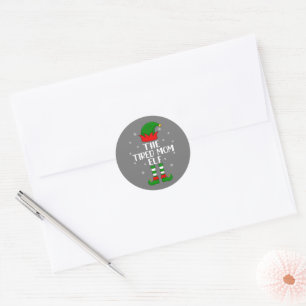 The Tired Mum Elf Christmas Party Matching Family Classic Round Sticker