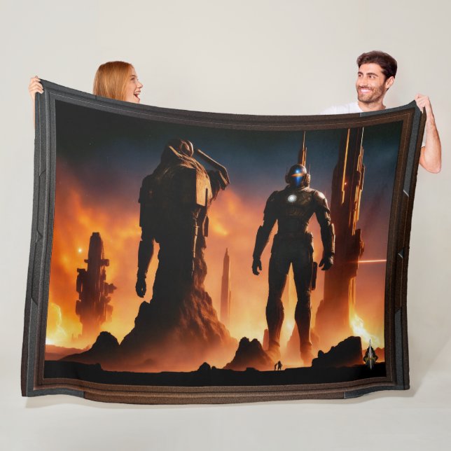The Titans Of Arkeros AI Concept Art by Xzendor7 Fleece Blanket (In Situ)