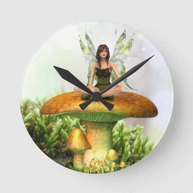 The Toadstool Fairy Round Clock (Front)